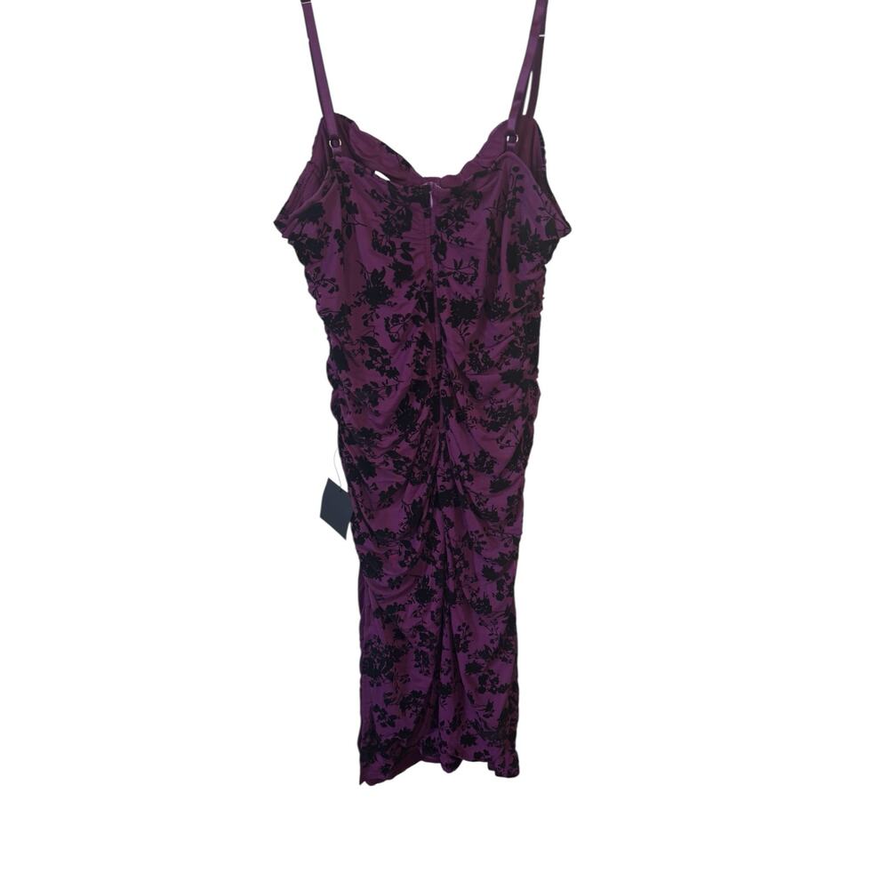 LULU'S NWT Decadent Flirt Purple Mesh Velvet Ruched Bodycon Midi Dress Size XL - Picture 8 of 14